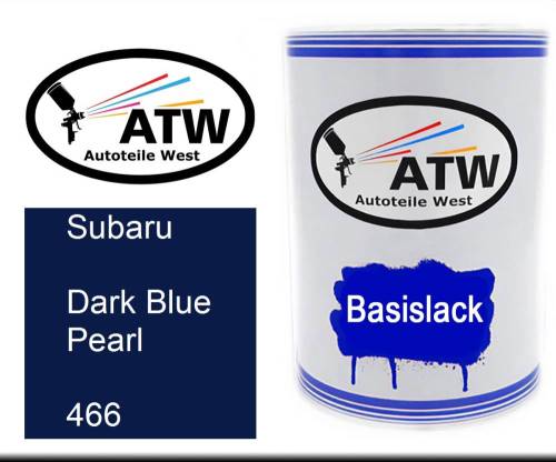 Subaru, Dark Blue Pearl, 466: 500ml Lackdose, von ATW Autoteile West.